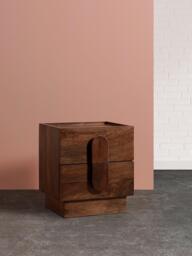 Swoon Rolo 2 Drawer Bedside Table, Light Brown - thumbnail 2