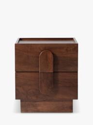 Swoon Rolo 2 Drawer Bedside Table, Light Brown