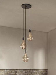 Tala Graphite Triple Pendant Cluster Ceiling Light with Voronoi II 3W ES LED Dimmable Tinted Bulbs - thumbnail 4