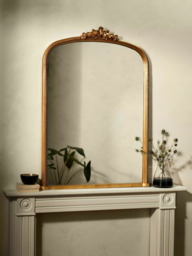 John Lewis Vintage Ornate Wood Frame Overmantel Mirror, 85 x 115cm, Gold - thumbnail 2