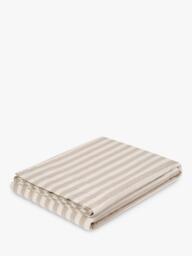Piglet in Bed Pembroke Stripe Linen Blend Flat Sheet, Oatmeal - thumbnail 2