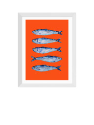 EAST END PRINTS Alice Straker 'Sardines Orange' Framed Print