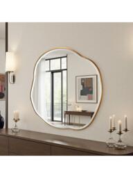 Yearn Eloise Wood Frame Wall Mirror, 100 x 100cm, Gold - thumbnail 1