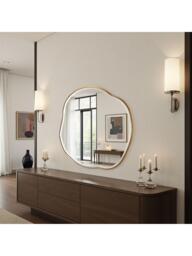 Yearn Eloise Wood Frame Wall Mirror, 100 x 100cm, Gold - thumbnail 2