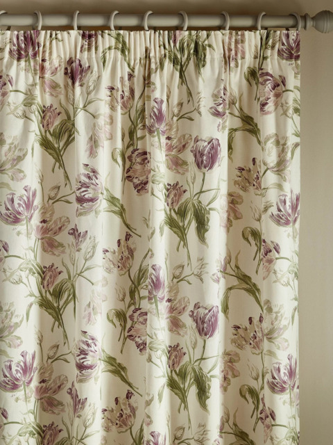 Laura Ashley Gosford Pair Lined Pencil Pleat Curtains, Grape - image 1