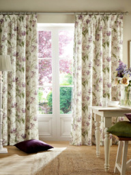 Laura Ashley Gosford Pair Lined Pencil Pleat Curtains, Grape - thumbnail 2