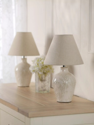Laura Ashley Pussy Willow Ceramic Table Lamp, Set of 2, White - thumbnail 2