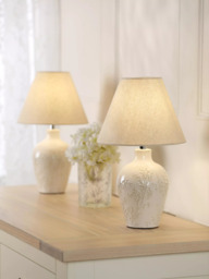 Laura Ashley Pussy Willow Ceramic Table Lamp, Set of 2, White - thumbnail 1