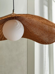 MADE Matara Woven Bamboo Pendant Ceiling Light, Cream - thumbnail 3