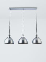John Lewis Baldwin 3 Pendant Diner Ceiling Light, Silver - thumbnail 2