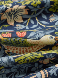 Morris & Co. Strawberry Thief Pair Lined Pencil Pleat Curtains, Indigo - thumbnail 6