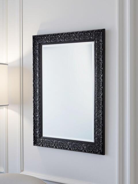 Yearn Carved Rectangular Wall Mirror, Black