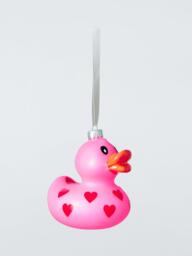 John Lewis The Enthusiast Heart Duck Bauble, Neon Pink - thumbnail 1