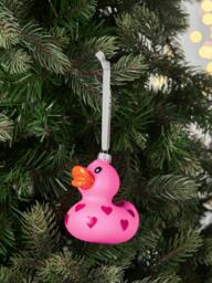John Lewis The Enthusiast Heart Duck Bauble, Neon Pink - thumbnail 2