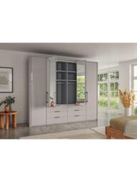 John Lewis Osaka 2.5m Bi-Fold Wardrobe with 2 Glass Doors, 4 Mirrored Doors & 6 Glass Drawers - thumbnail 3