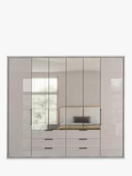 John Lewis Osaka 2.5m Bi-Fold Wardrobe with 2 Glass Doors, 4 Mirrored Doors & 6 Glass Drawers - thumbnail 5