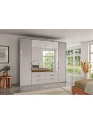 John Lewis Osaka 2.5m Bi-Fold Wardrobe with 2 Glass Doors, 4 Mirrored Doors & 6 Glass Drawers - thumbnail 2