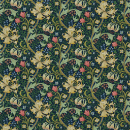 Morris & Co. Golden Lily Made to Measure Curtains or Roman Blind, Midnight/Green - thumbnail 1