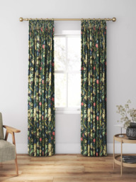 Morris & Co. Golden Lily Made to Measure Curtains or Roman Blind, Midnight/Green - thumbnail 3
