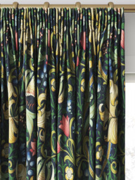 Morris & Co. Golden Lily Made to Measure Curtains or Roman Blind, Midnight/Green - thumbnail 2