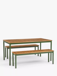 John Lewis Erna 6-Seater Garden Dining Table & Benches Set - thumbnail 1