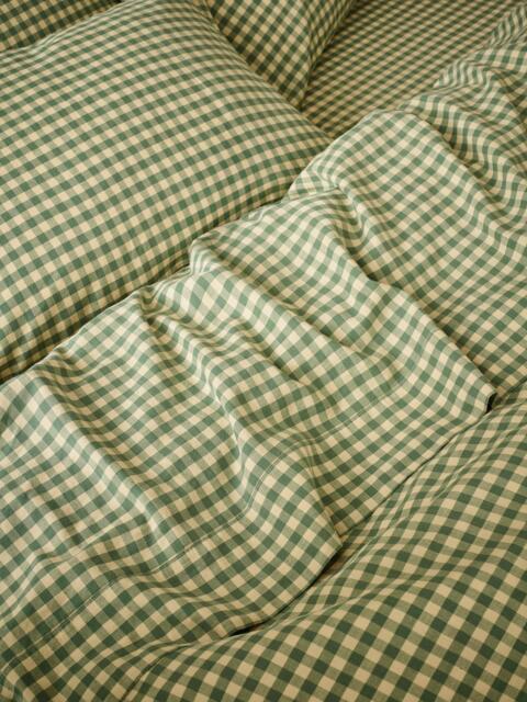 Piglet in Bed Colour Drenched Gingham Linen Blend Flat Sheet - image 1