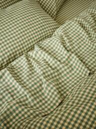 Piglet in Bed Colour Drenched Gingham Linen Blend Flat Sheet - thumbnail 1