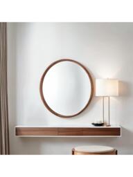 Yearn Beauf Round Oak Wood Frame Wall Mirror - thumbnail 3