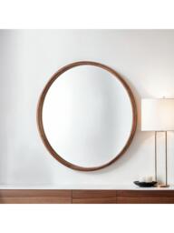 Yearn Beauf Round Oak Wood Frame Wall Mirror - thumbnail 1