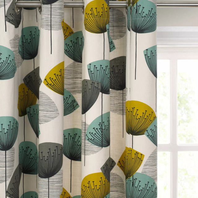Sanderson Dandelion Clocks Pair Lined Eyelet Curtains, Aqua - image 1