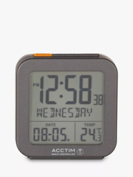 Acctim Invicta Radio Controlled Square Digital Alarm Clock, Dark Grey - thumbnail 2
