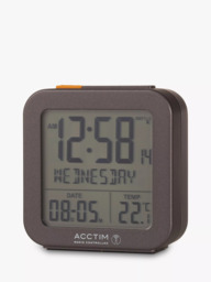 Acctim Invicta Radio Controlled Square Digital Alarm Clock, Dark Grey - thumbnail 3