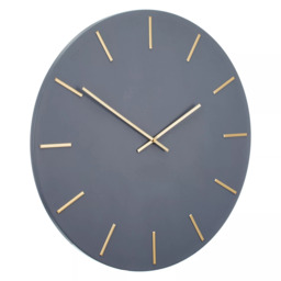 John Lewis Large Arne Wall Clock, 60cm, Brass/Grey - thumbnail 2