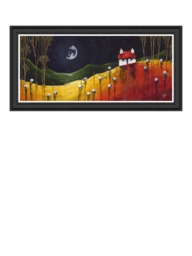 John Lewis Geoff Beckett 'Counting Sheep' Framed Print, 54 x 109cm, Yellow/Red