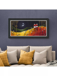 John Lewis Geoff Beckett 'Counting Sheep' Framed Print, 54 x 109cm, Yellow/Red - thumbnail 2