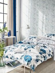 Designers Guild Indigo Flower 250 Thread Count Reversible Duvet Cover Set, Multi