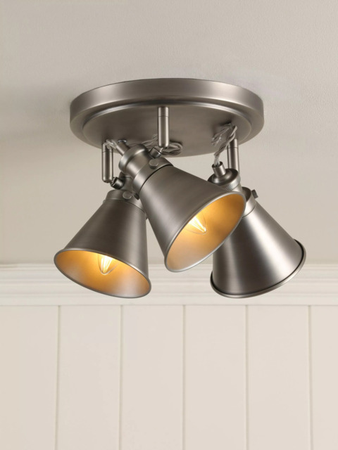 Laura Ashley Rufus 3 Circular Spotlight Ceiling Plate, Nickel - image 1