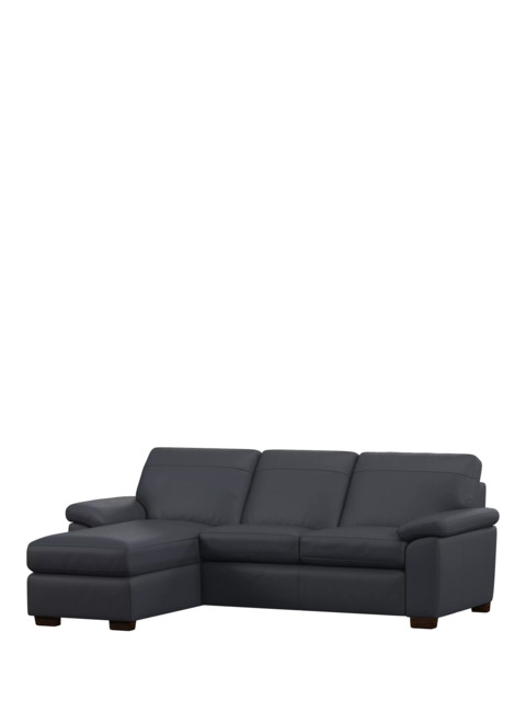 John Lewis Camden LHF Chaise End Leather Sofa Bed, Dark Leg - image 1
