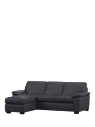 John Lewis Camden LHF Chaise End Leather Sofa Bed, Dark Leg - thumbnail 1