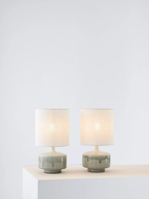 John Lewis Delaney Ceramic Duo Table Lamp, Set of 2, Light Green - image 1