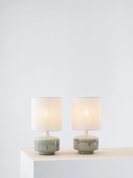 John Lewis Delaney Ceramic Duo Table Lamp, Set of 2, Light Green