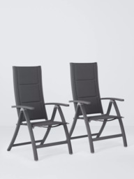 John Lewis Tampa Reclining Garden Dining Chair, Set of 2, Grey - thumbnail 1