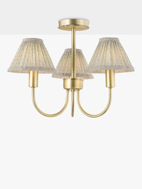 Laura Ashley Willowbrook 3 Arm Pleat Shade Semi Flush Ceiling Light, Antique Brass - image 1
