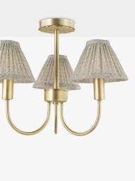 Laura Ashley Willowbrook 3 Arm Pleat Shade Semi Flush Ceiling Light, Antique Brass - thumbnail 4