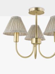 Laura Ashley Willowbrook 3 Arm Pleat Shade Semi Flush Ceiling Light, Antique Brass - thumbnail 3