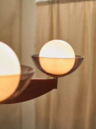 MADE 5 Arm Glass Orb Ceiling Light, Walnut - thumbnail 3