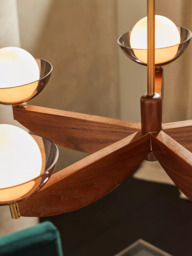 MADE 5 Arm Glass Orb Ceiling Light, Walnut - thumbnail 5