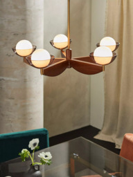 MADE 5 Arm Glass Orb Ceiling Light, Walnut - thumbnail 4