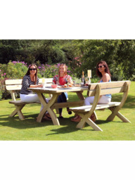 Zest Harriet Wooden 6-Seater Garden Dining Table & Bench Set, Natural - thumbnail 6