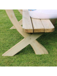 Zest Harriet Wooden 6-Seater Garden Dining Table & Bench Set, Natural - thumbnail 3
